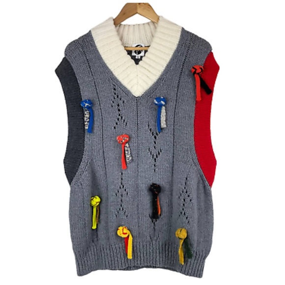YanYan Sweaters - YanYan Knits Frosty Oversize 100% Merino Wool Vest Knot Detail Size M